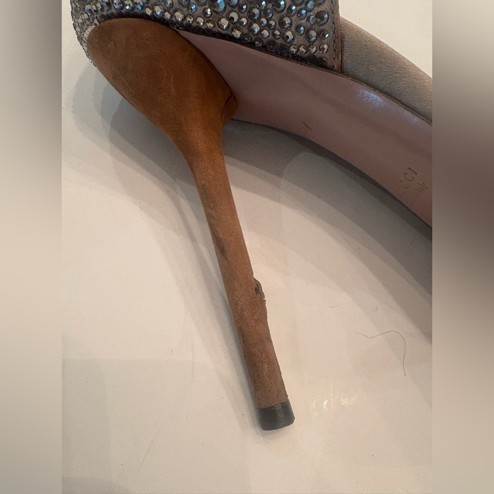 Gucci Silver Rhinestone Heels - Picture 5 of 10